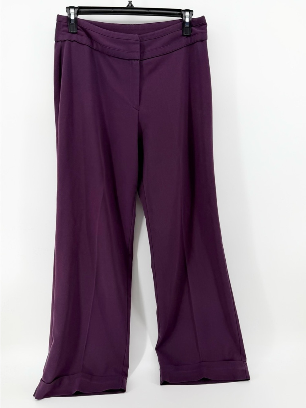 Sag Harbor Women's Size 12 Dress Pants Purple Wide Leg High Rise Cuffed Trousers